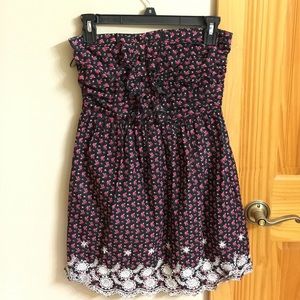 Papaya Floral Strapless Dress
